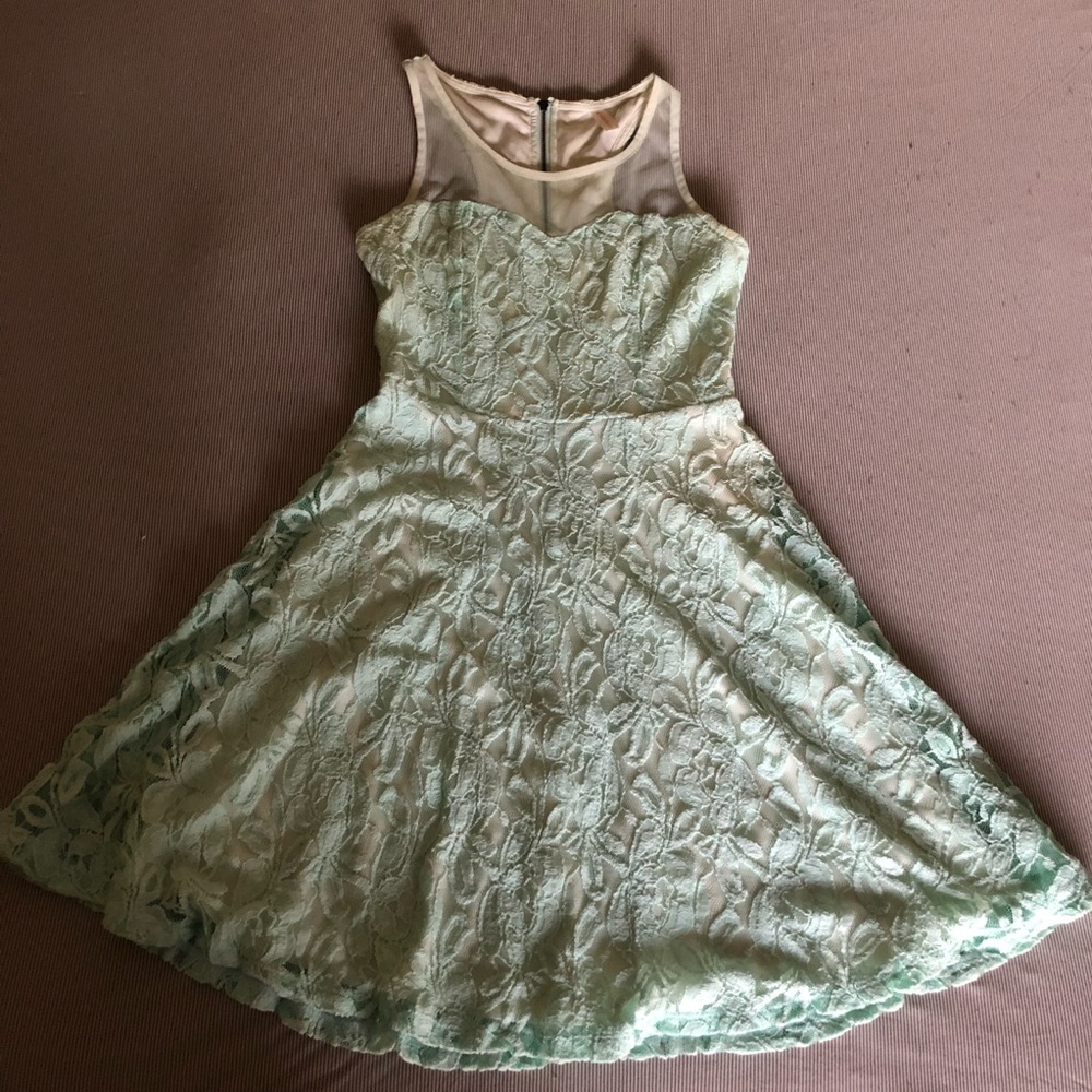 Lacey Teal Sheer Top Skater Dress